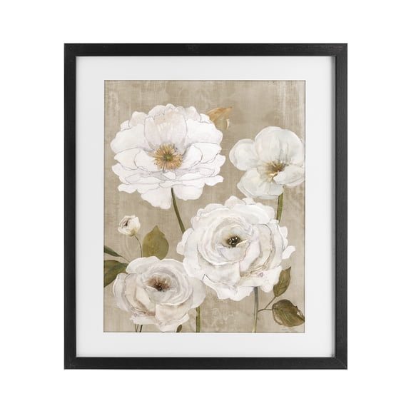 Stupell Industries Rustic Blooms in White Black Framed Print Under Glass, design by Carol Robinson