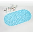 thumbnail image 7 of DENVDENCY Bath Mat Clear Non-Slip Bathtub Mat with Suction Cups, Drain Holes for Bathroom Showers, Tub, Machine Washable, BPA, Latex Free Safe Shower Mats, Oval 27 x 14 Inch, Teal, 7 of 7