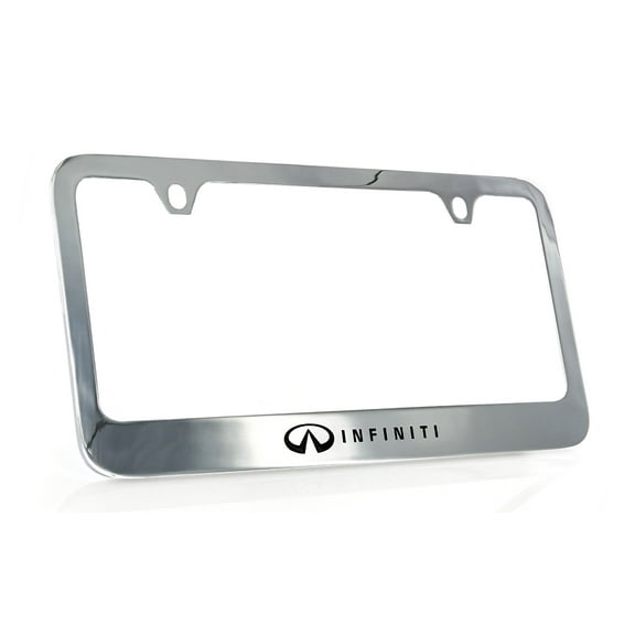 Infiniti wordmark on Chrome Plated brass License Plate Frame Holder 2 Hole