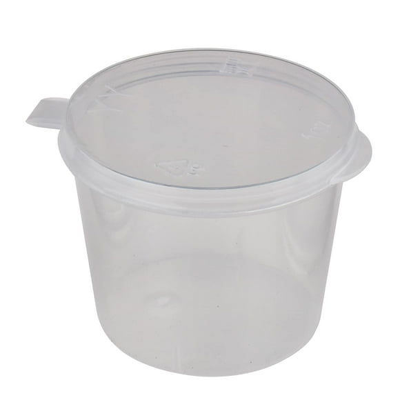 WARMBUY 1-Ounce Plastic Disposable Cups with Attached Lids for Sauces, Salad Dressings, Paints, 100 Counts