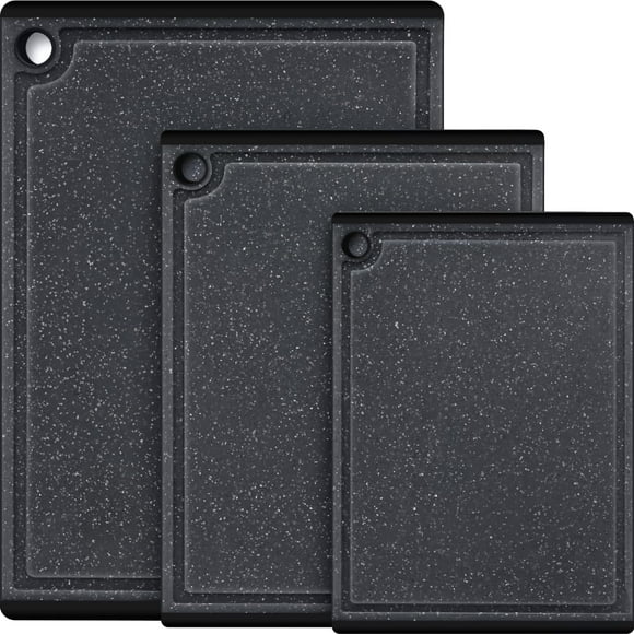 Juego de tablas de cortar Kikcoin de plástico aptas para lavavajillas, 3 piezas