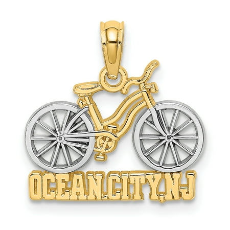 14k RH OCEAN CITY, NJ Under Bicycle Charm K9139 (Best Places To Bike In Nj)