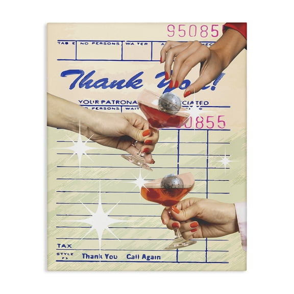 Stupell Industries Drink Cheers Restaurant Check Food & Beverage Painting Wrapped Canvas Canvas Art Print Wall Art, 16 x 20