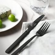 Hecef Portable Travel Cutlery Set, 9 Pcs Black Titanium Plating Reusable Stainless Steel Flatware