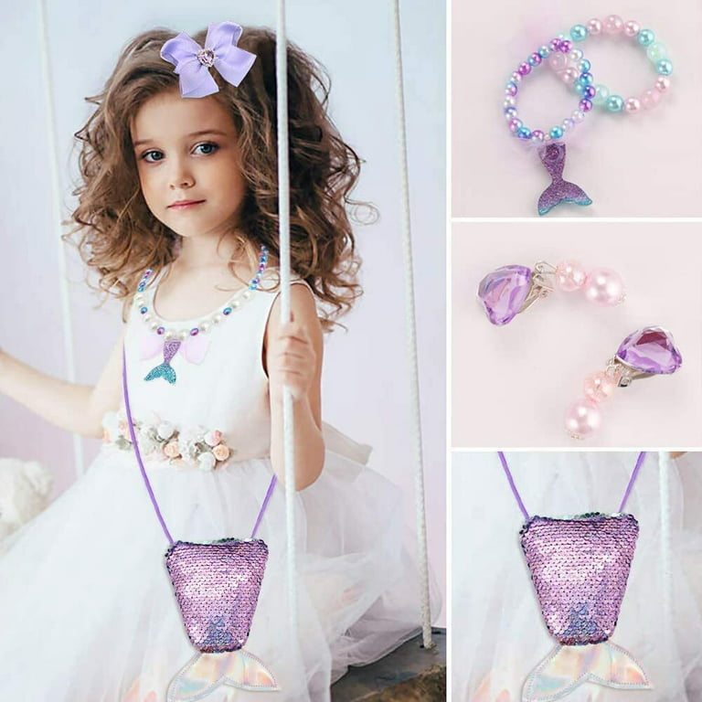 Baby Girls Mermaid Tail Ear Clip Child Kids Heart Style Cute Shinning  Earrings Fashion Jewelry For