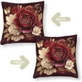 thumbnail image 3 of Decorative Pillows 18"x18" Elegant Burgundy Floral Satin Throw Pillow Covers Chic Blossom Floral Drop Flowers Decorative Soft And Luxurious Cushion Cover Home Decoration, 3 of 7