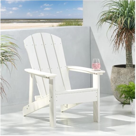 Pouseayar Classic Outdoor Wood Adirondack Chair Garden Lounge Chair,White