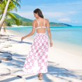 thumbnail image 7 of FORMRS Womens Long Sarong Beach Wrap Semi-Sheer Bikini Skirt Bathing Swimsuit Cover Up, Pink Checkered Heart, 7 of 7