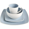 thumbnail image 3 of Gibson Elite Soho Lounge 16 Piece Square Stoneware Dinnerware Set, Matte Blue & White, 3 of 6