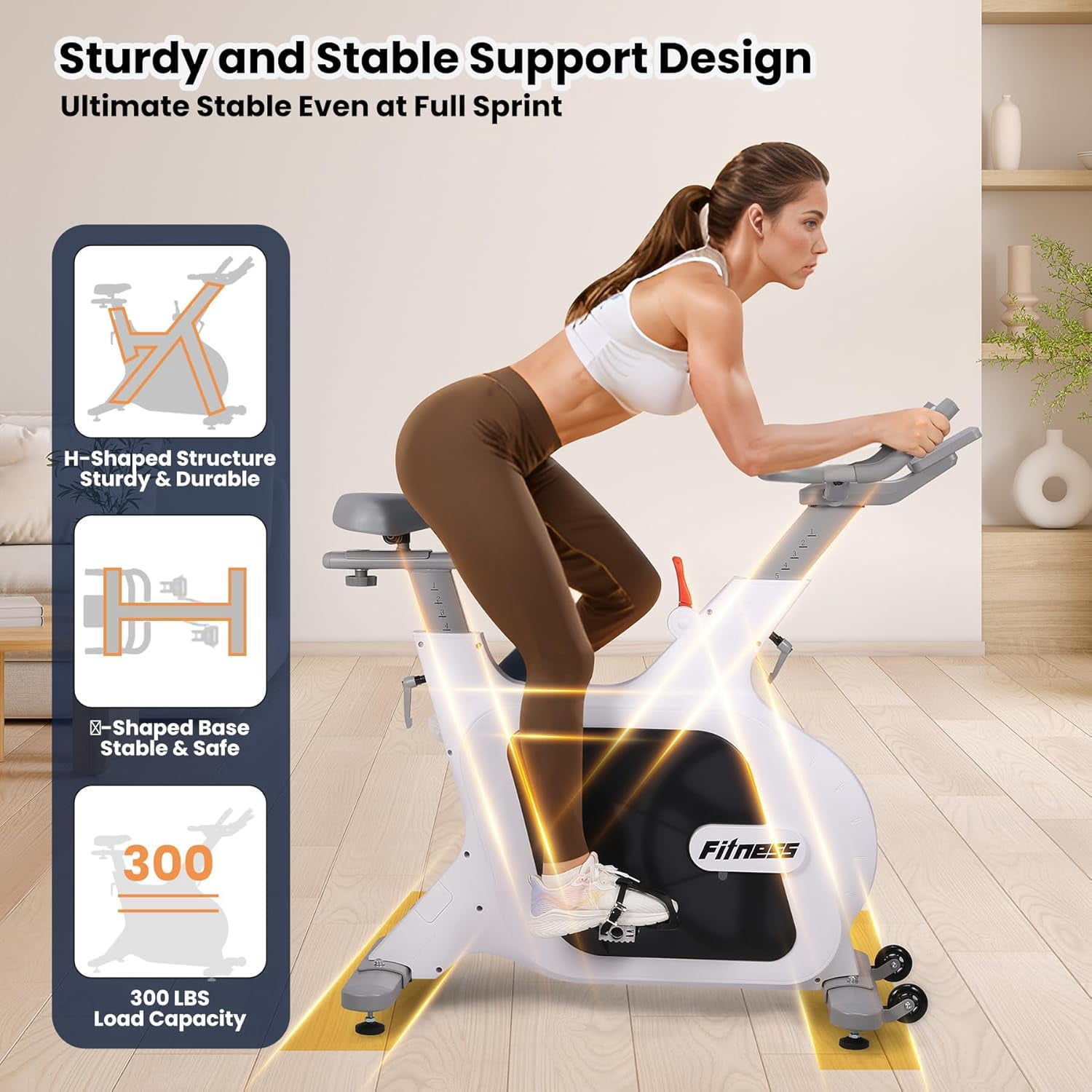 Exercise Bike, Stationary Bikes for Home with 32-Level Quiet Magnetic Resistance, Magnetic Stationary Bike with LED Display for 7 Types of Data, Including Pulse, Calories, and Distance Etc