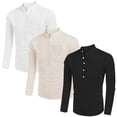 thumbnail image 6 of Liwarace Mens Cotton Linen Long Sleeve Shirt Solid Baggy Button-down Tops T Shirt Blouse, 6 of 22