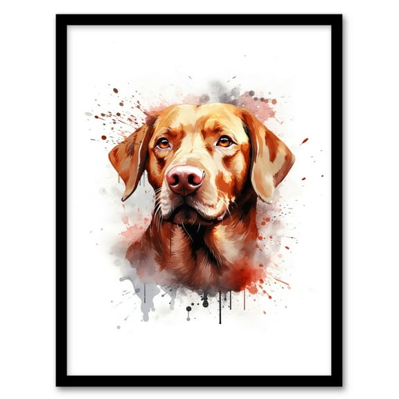 Red Labrador Retriever Lovers Gift Watercolour Pet Portrait Painting Artwork Art Print Framed Poster Wall Decor 12x16 inch