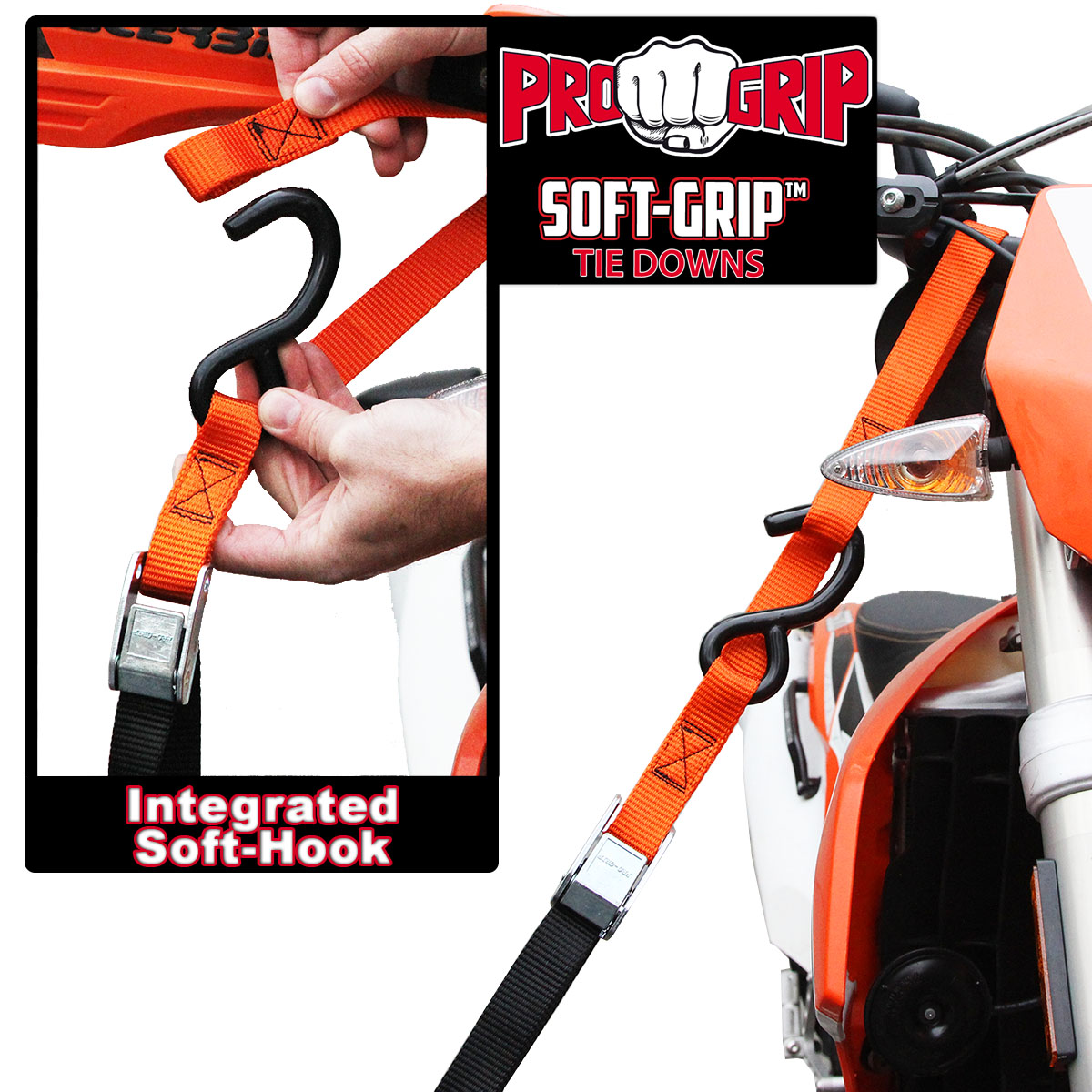 Progrip Powersports Motorcycle Soft Loop Tie Down Straps Lab Tested 2 Pack Grn