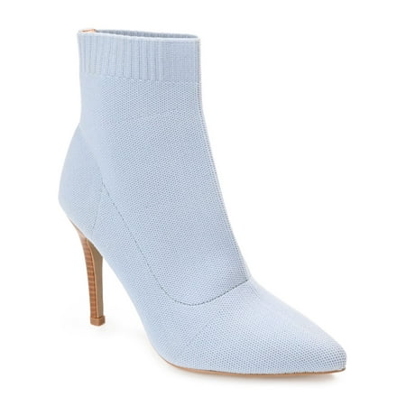 

JOURNEE COLLECTION Womens Light Blue Knit Stretch Padded Milyna Pointed Toe Stiletto Booties 11