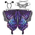 thumbnail image 1 of 1 Juego de capa de Halloween, máscara de alas de mariposa, diadema, capa de ala de mariposa para niñas, 1 of 8