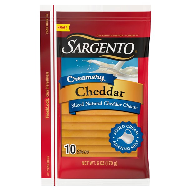 Sargento® Creamery Sliced Natural Cheddar Cheese, 10 slices