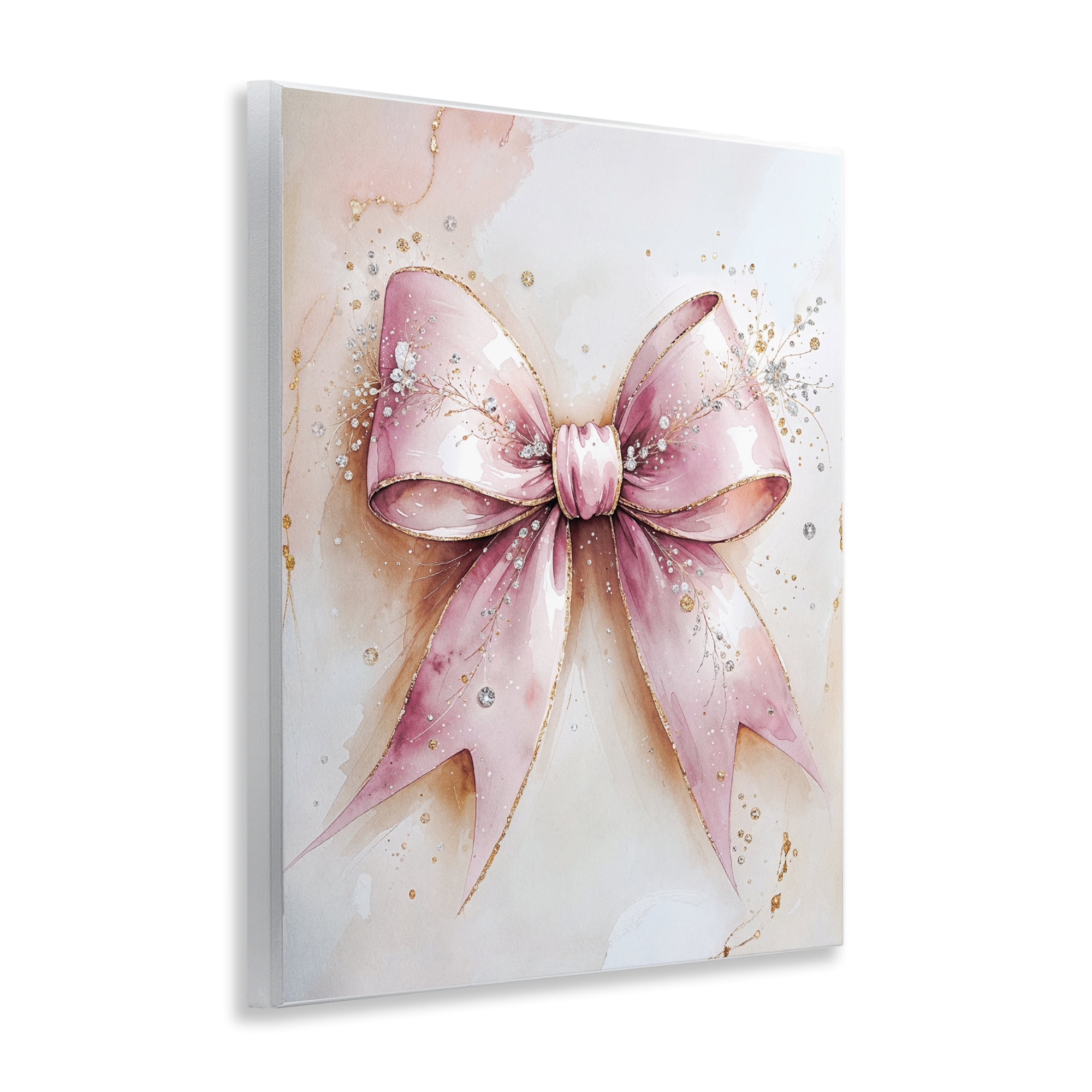 Stupell Industries Glamorous Blush Pink Bow Wall Plaque Art, design by Nataly White
