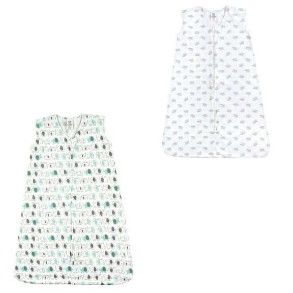 Luvable friends Baby Boy and Girl Jersey Cotton Sleeping Bag 2 Pack, Elephants and Gray Elephants, 12-18 Months