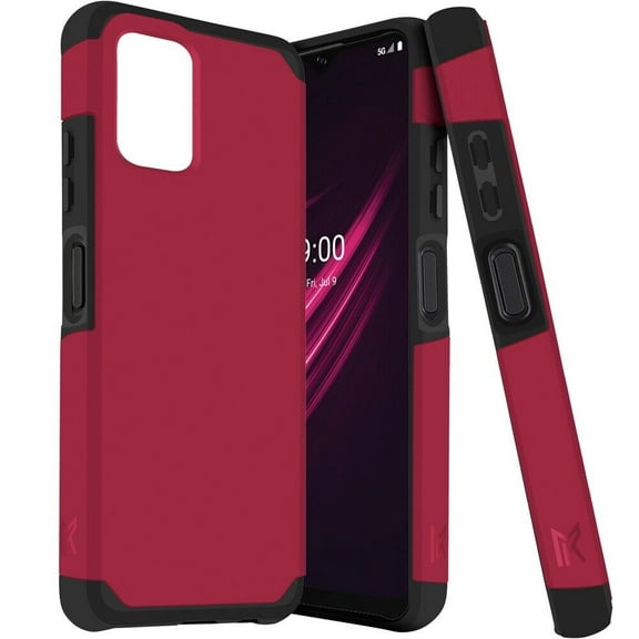 For T-Mobile REVVL 6X 5G 2023 Shockproof Hybrid Cover Phone Case   Tempered Glass - Dark Pink
