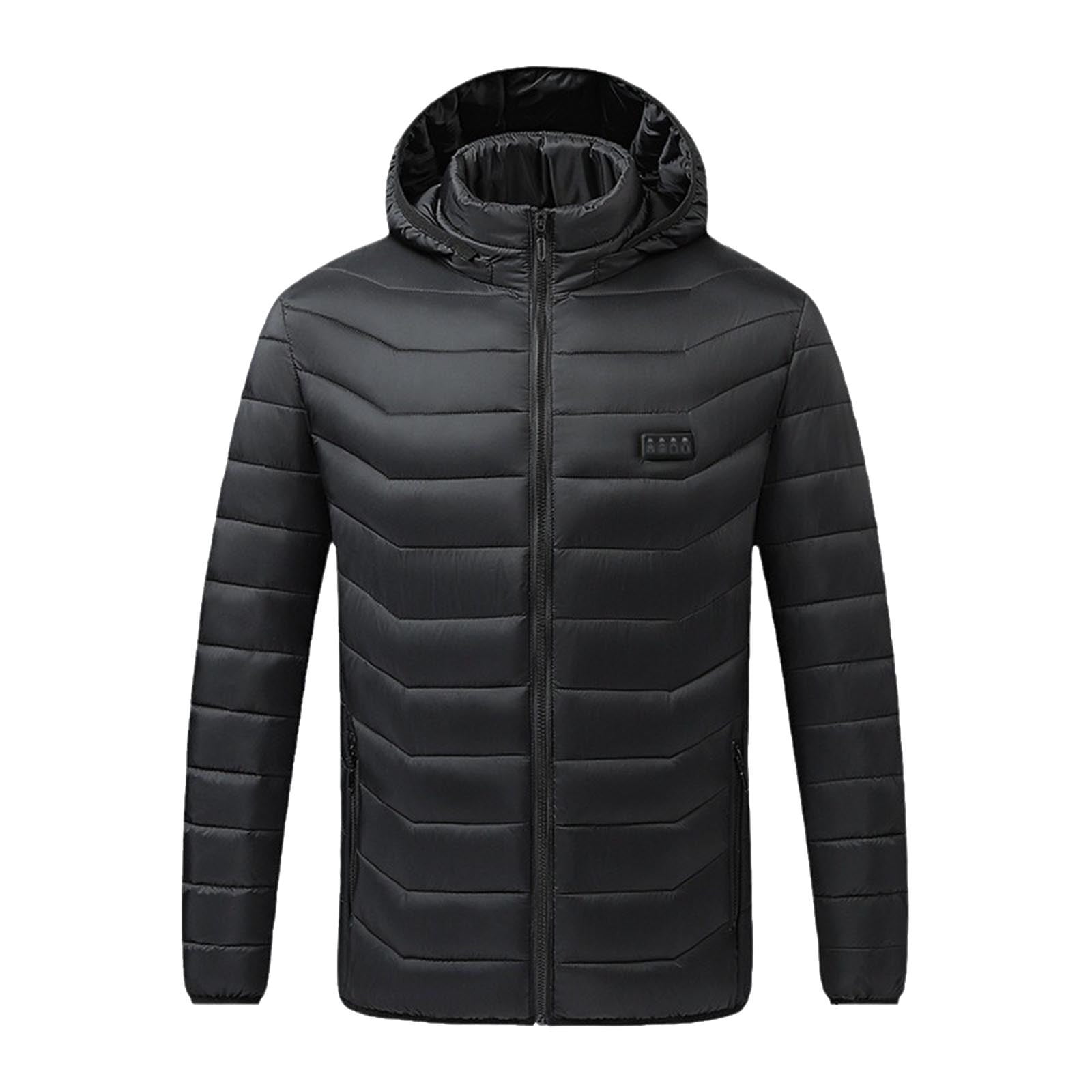 pstuiky Heated Jacket for Men and Women Solid Color Zipper Four Control 21 Areas Rechargeable USB Waterproof Heated Vest Unisex Oversize Warm Coat with Detachable Hood Outwear