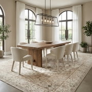CHITOOMA 8x10 Boho Area Rugs for Living Room, Machine Washable Floral Area Rug with Non-Slip Backing, Stain Resistant Non-Shed Carpet for Bedroom, Dining Room, Dorm, Office