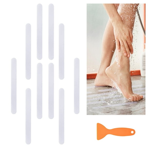 YDmeet 24 Pcs 7.87x0.787 inch Invisible Shower Non Slip Stickers, Transparent Anti Mold Bathtub Safety Decals with Scraper for Bathtub Shower Bathroom