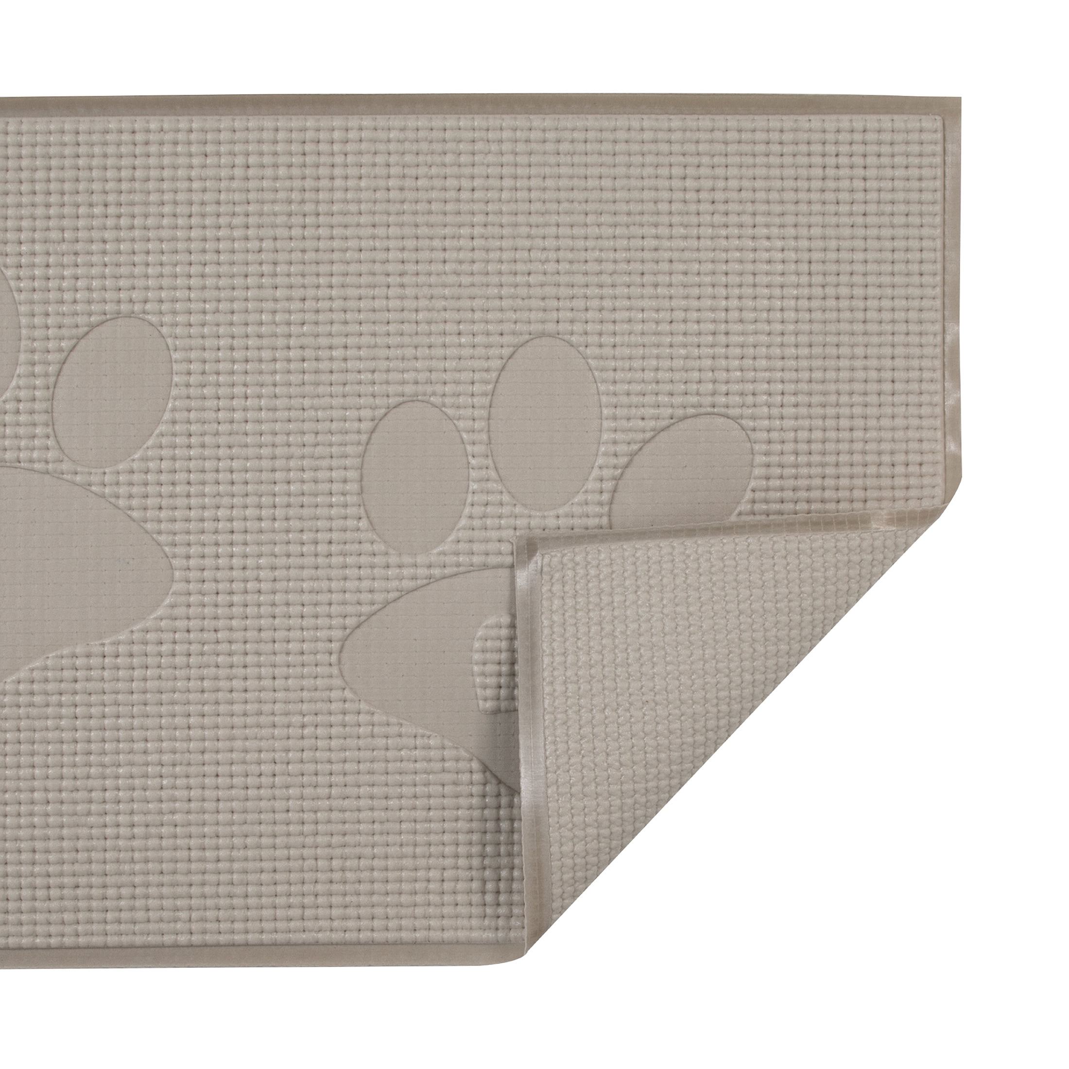 (4 pack) Vibrant Life Foam Dog Bowl Mat, Paw Print, Oatmeal, 1 Ct