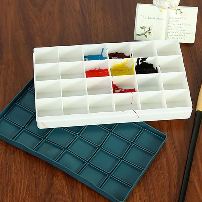 Watercolor Paints Tins Box Palette Painting Storage Box with 24 Grid