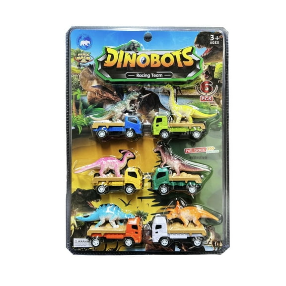 Dinosaur Toy Pull Back Cars Pack of 6 Dinobots Pack Dino Toys for 3  Ages Boys Girls and Toddlers Pull Back Toy Cars 6 pcs