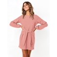 thumbnail image 2 of Vestido PRETTYGARDEN de manga larga con cuello redondo y cintura anudada para mujer, 2 of 6