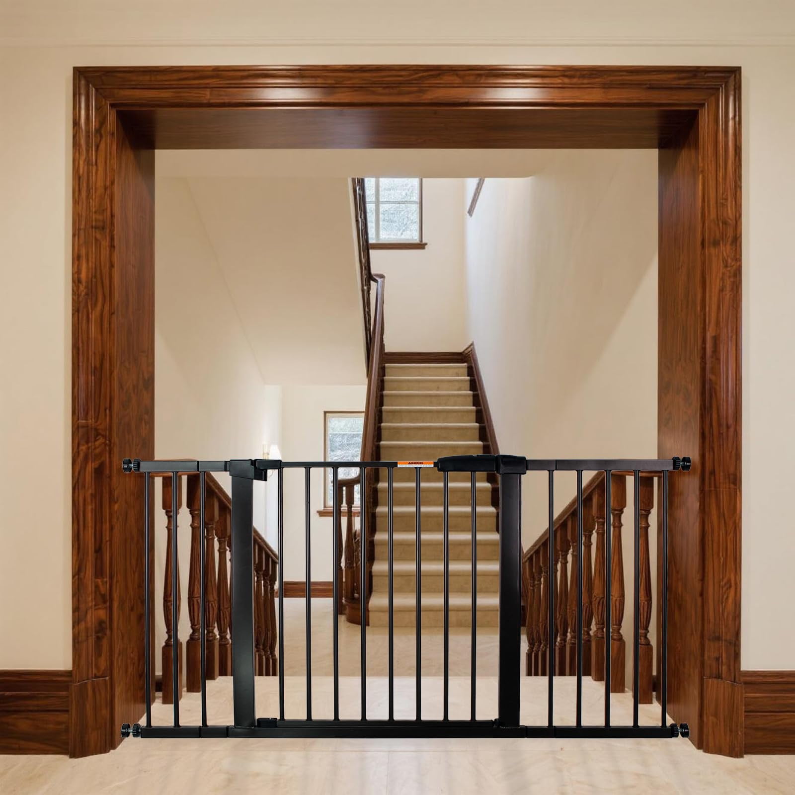 29-57 Inch Dog Gate Indoor, Adjustable Pet Gates for Wide Openings, Pressure Mounted Pet Fence, No Drilling, Expandable Dog Gate for Doorways, Stairways and Hallways (Brown, 29"-57" W x 30.5“H)