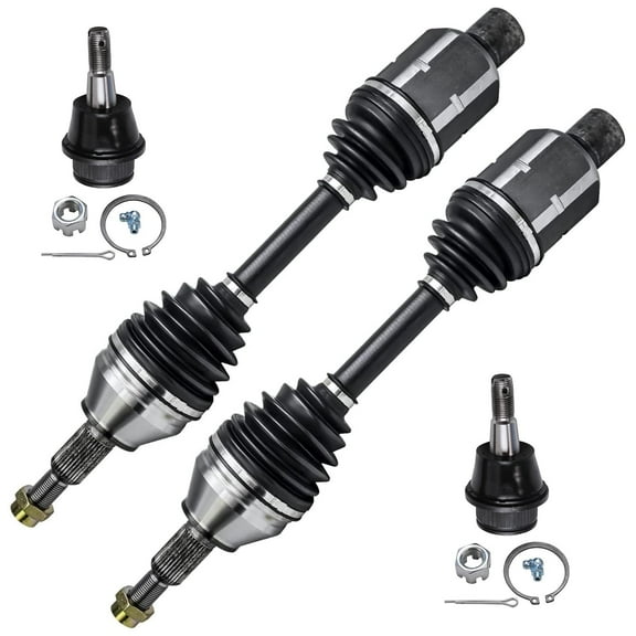 Detroit Axle - Front CV Axle Drive Shafts Lower Ball Joints Replacement for 2002 2003 2004 2005 Dodge Ram 1500 4WD 4x4