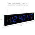 thumbnail image 4 of Ivation Large Digital Clock, 72" Led Wall Clock with Stopwatch, Alarms, Timer, Temp & Remote, Blue, 4 of 10
