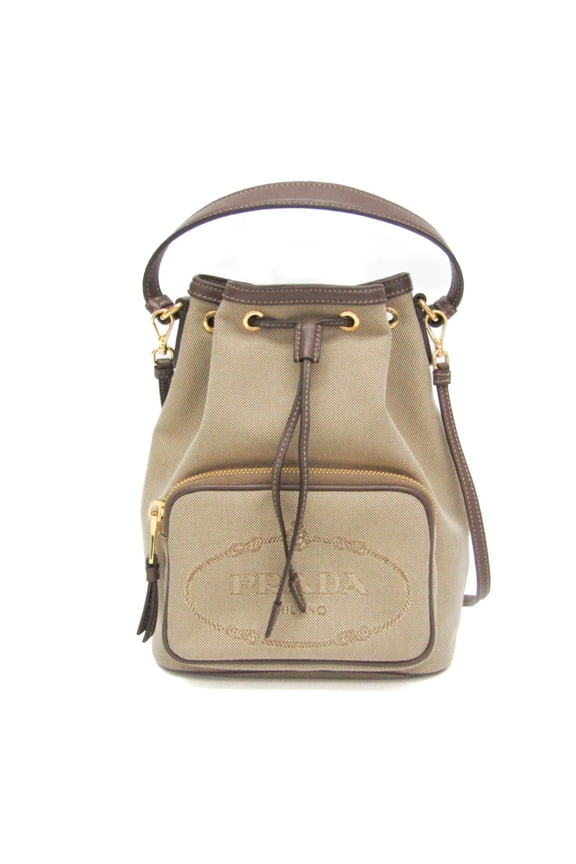 Pre-Owned Prada Logo Jacquard Drawstring Bag Women's Leather,Jacquard Handbag,Shoulder Bag...