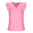 thumbnail image 3 of YigeTops Women's Plaid Trim V Neck Blouse Sleeveless Loose Tank Tops Casual Summer Tunic Tops Pink M, 3 of 6