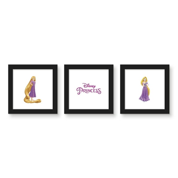Gallery Pops Disney Princess - Rapunzel Wall Art Bundle (3-Pack), Black Framed Version, 12" x 12"