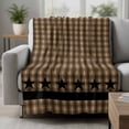 thumbnail image 2 of Brown Black Plaid Throw Blanket for Couch,Soft Lightweight Flannel Fleece Blanket,Vintage Rustic Star Buffalo Check Microfiber Plush All Season Decorative Blankets for Sofa Office Travel 40"x50", 2 of 9