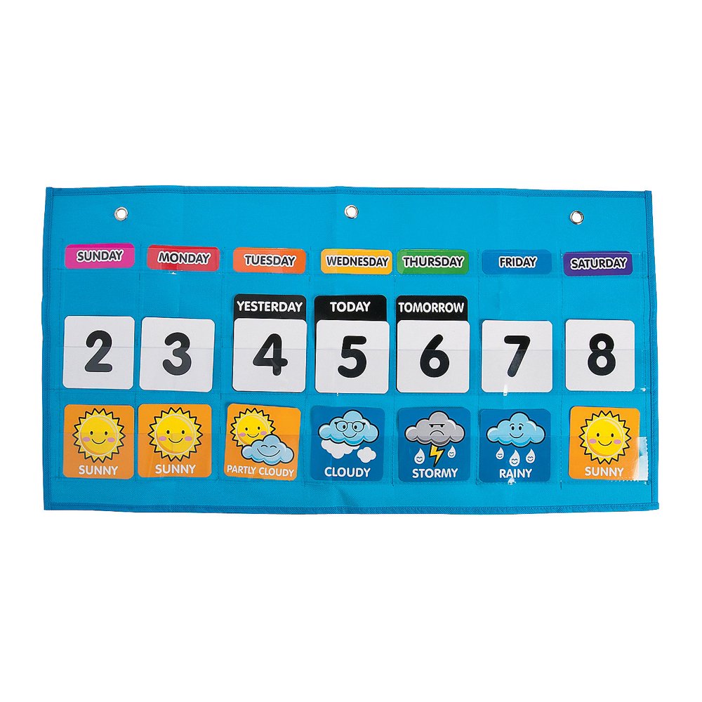 Classroom Weather Pocket Chart Educational 105 Pieces