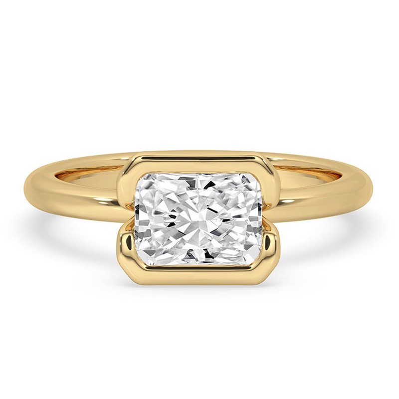 0.50 to 3 Carat Radiant Cut E VS1 Lab Grown Diamond Half Bezel Solitaire Ring