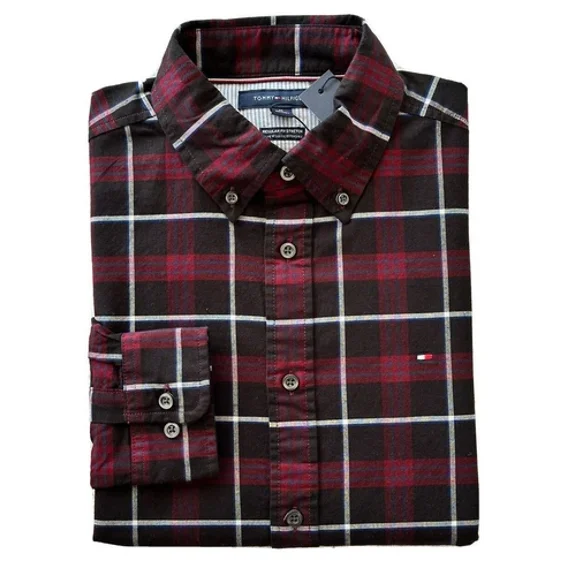 Tommy Hilfiger Men's Regular Fit Stretch Plaid Shirt XXL $74.5