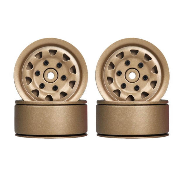 Llantas de rueda de 1,9 pulgadas, de 4 piezas de aluminio CNC resistente para 1:10 RC Crawler 4 Axial SCX10 D90 D110 Bronce Yotijar Llantas de rueda de coche RC
