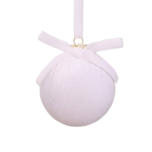 Eolstice Velvet Covered Christmas Ball Ornament, With Delicate Bow, Festive Tree Hanging Decoration, Holiday Embellishment Accent, Indoor Christmas Decor