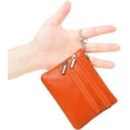 thumbnail image 2 of Women's Leather Small Coin Purse with 3 Zipper Pockets, Mini Pouch Loose Change Wallet Card Holder Case with Keychain, 2 of 5