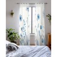 thumbnail image 3 of Blue Spring Floral Sheer Curtains 63 Inch Length 2 Panels Set for Living Room/Bedroom, Summer Flowers Botanical Elegant Kitchen Curtains Grommet Semi-Sheer Curtains Drapes Window Treatments 42"x63"x2, 3 of 7