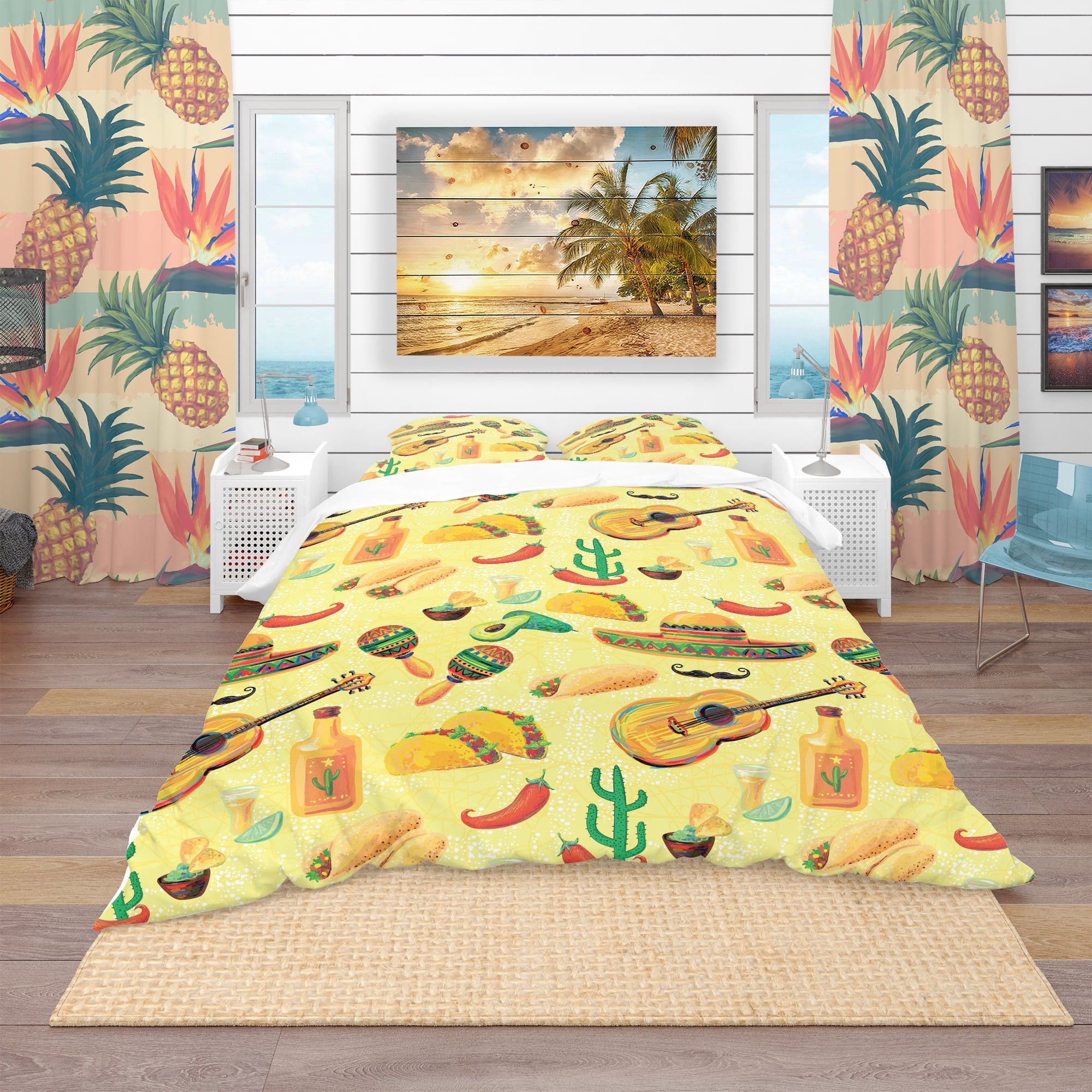 Designart 'Mexican Music Pattern' Tropical Duvet Cover Set
