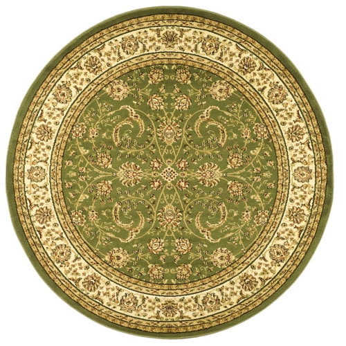 SAFAVIEH Lyndhurst Priscilla Traditional Bordered Area Rug, Sage/Ivory, 8' x 8' Round