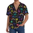 thumbnail image 7 of Lsque Colorful Palms print Men's Cuban Collar Short Sleeve Shirt Summer Beachwear Casual Button Down Fashionable Vacation Leisure Shirt-3X-Large, 7 of 7