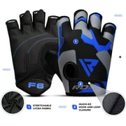 RDX Fingerless Weight Lifting Gloves Gym Workout Gloves for Men Bodybuilding Breathable Powerlifting Wrist Support Padded Palm Training Exercise, Blue, 2XL