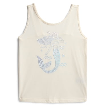 Wonder Nation Little Girls' Graphic Tank Top with Scalloped Trim, Sizes 4-10