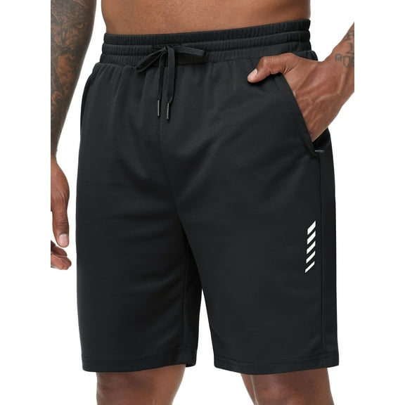 Men's Running Athletic Shorts with Zipper Pockets Mesh Quick Dry Workout Gym Shorts for Men Tennis Basketball Hiking